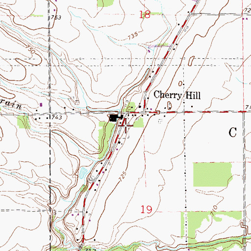 Topographic Map of Cherry Hill Cemetery, MI