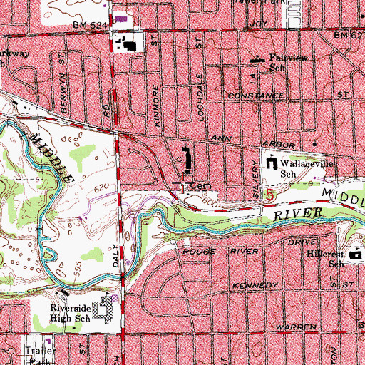 Topographic Map of Wallaceville Cemetery, MI