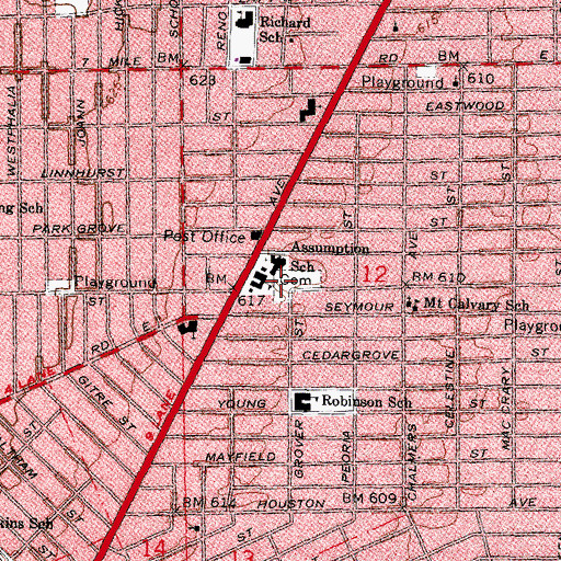 Topographic Map of Assumption Grotto Catholic Cemetery, MI