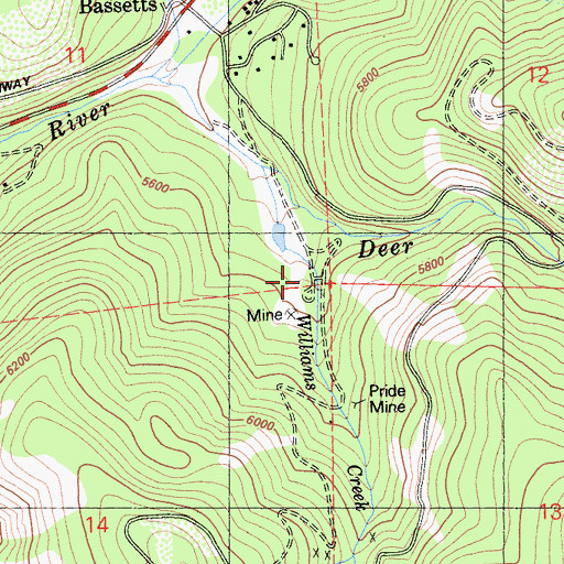 Topographic Map of Pride Mine, CA