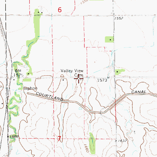 Topographic Map of Valley View Cemetery, KS
