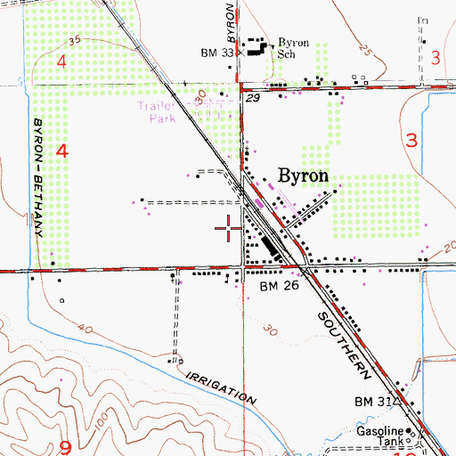 Topographic Map of Byron Post Office, CA