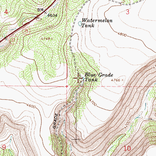 Topographic Map of Blue Grade Tank, AZ