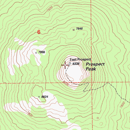 Topographic Map of Prospect Peak, CA