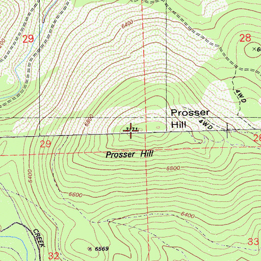 Topographic Map of Prosser Hill, CA
