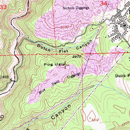 Topographic Map of Pug Ugly, CA