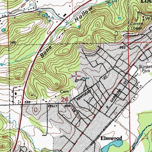 Topographic Map of Louisiana Elementary School, MO