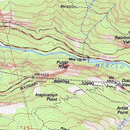 Topographic Map of Pulpit Rock, CA
