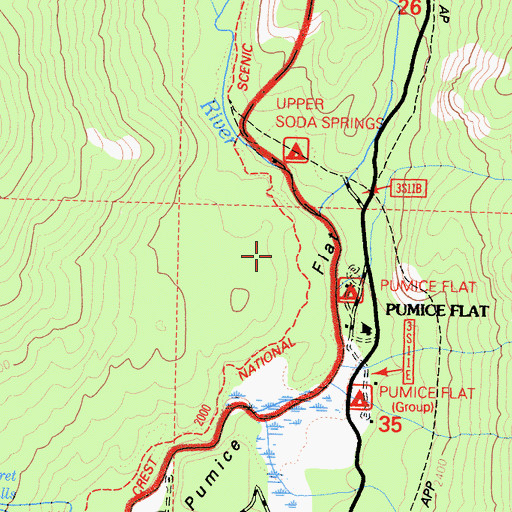 Topographic Map of Pumice Flat, CA