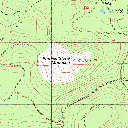 Topographic Map of Pumice Stone Mountain, CA