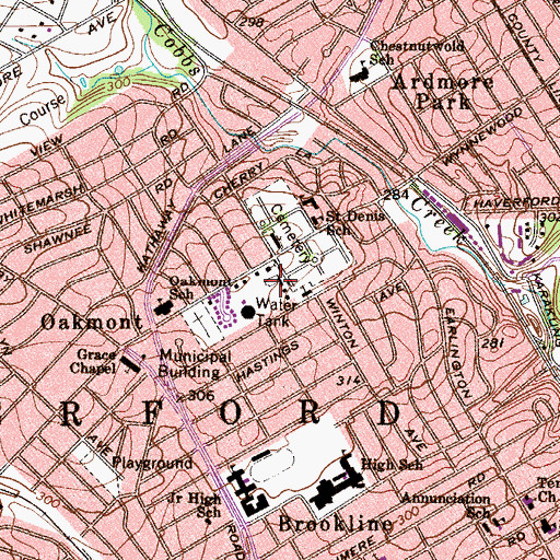 Topographic Map of Taddeo's Greenhouses, PA