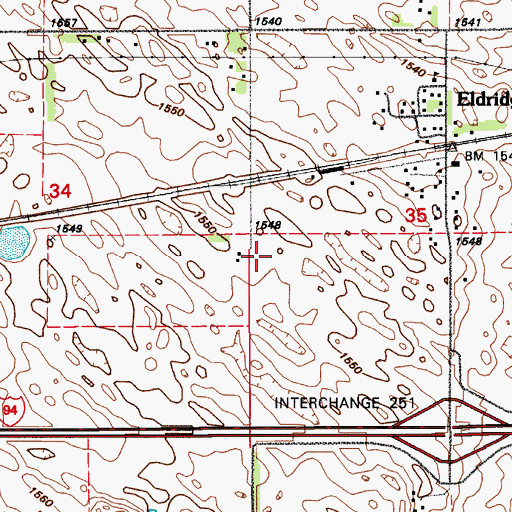 Topographic Map of Johnson Airstrip, ND