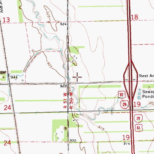 Topographic Map of Central Valley Aviation, ND