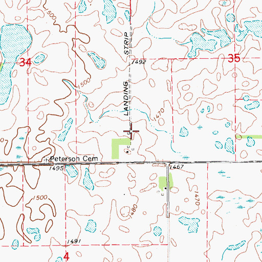 Topographic Map of Johnson Private Airstrip, ND