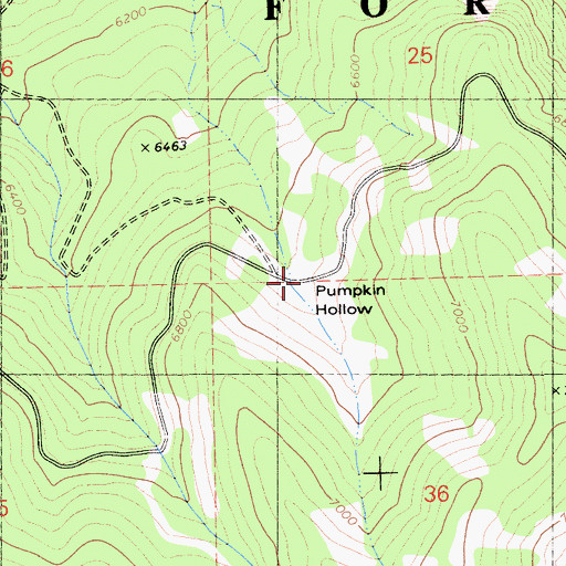 Topographic Map of Pumpkin Hollow, CA