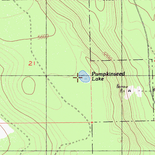 Topographic Map of Pumpkinseed Lake, CA