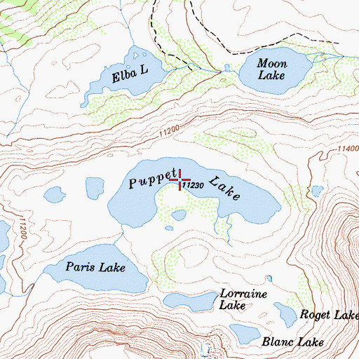 Topographic Map of Puppet Lake, CA