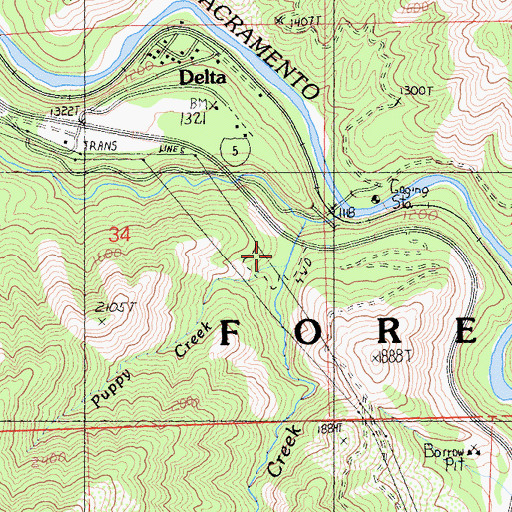 Topographic Map of Puppy Creek, CA