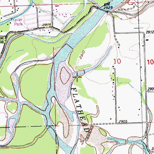 Topographic Map of Braidwater Farm Airport, MT