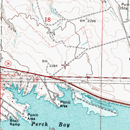 Topographic Map of Fort Peck Airport, MT
