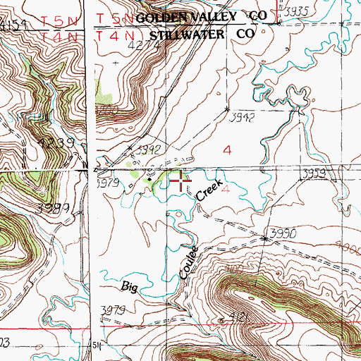 Topographic Map of Three Cross Ranch Airport, MT