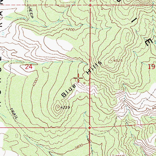 Topographic Map of Blue Hills, AZ