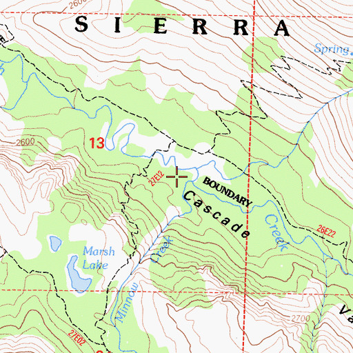 Topographic Map of Purple Creek, CA