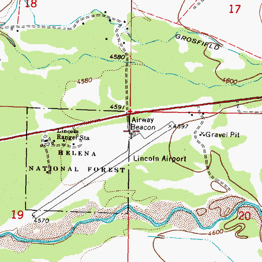 Topographic Map of Lincoln Airport, MT