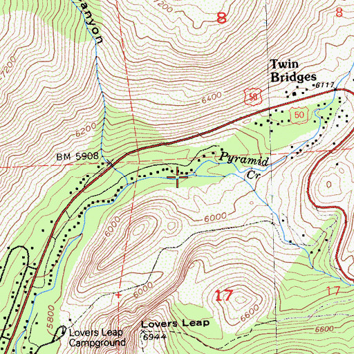 Topographic Map of Pyramid Creek, CA