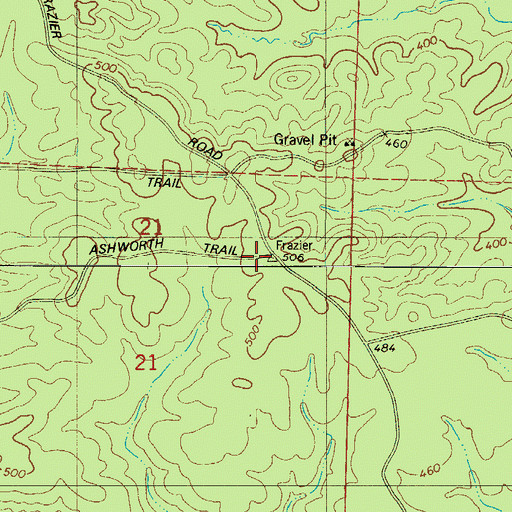 Topographic Map of Ashworth Airport, AR