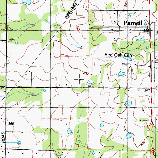 Topographic Map of Red Oak Airport, AR