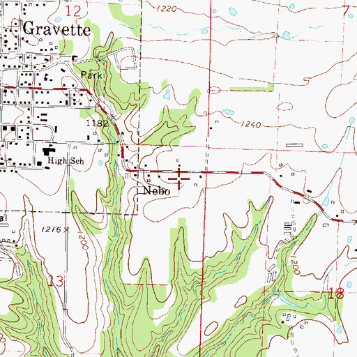 Topographic Map of Bella Vista Field, AR