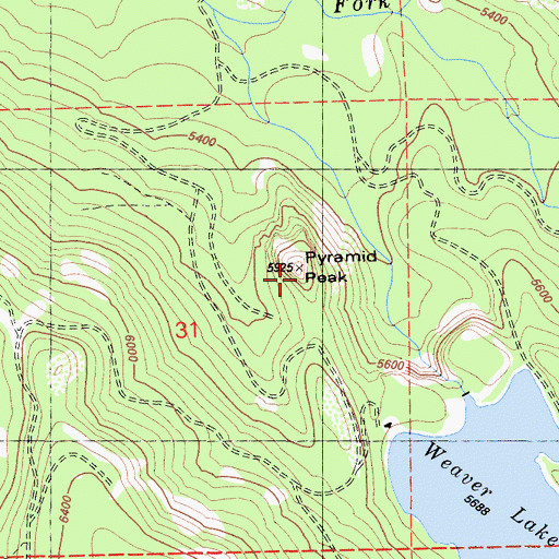 Topographic Map of Pyramid Peak, CA