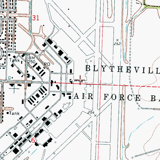 Topographic Map of Arkansas International Airport, AR