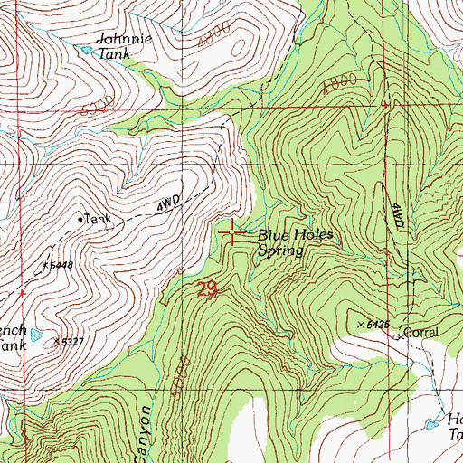 Topographic Map of Blue Holes Spring, AZ