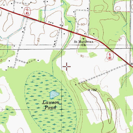 Topographic Map of Lesesne Airport, SC