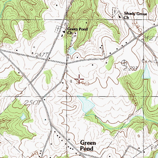 Topographic Map of Green Pond Airport, SC