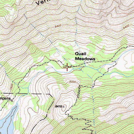 Topographic Map of Quail Meadows, CA