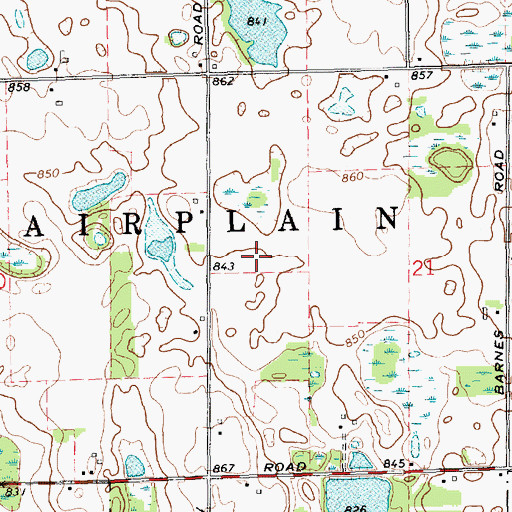Topographic Map of Fairplains Airpark, MI