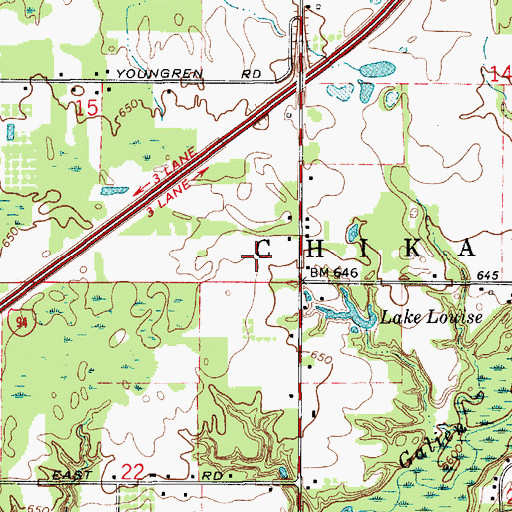Topographic Map of Benedick Airport, MI
