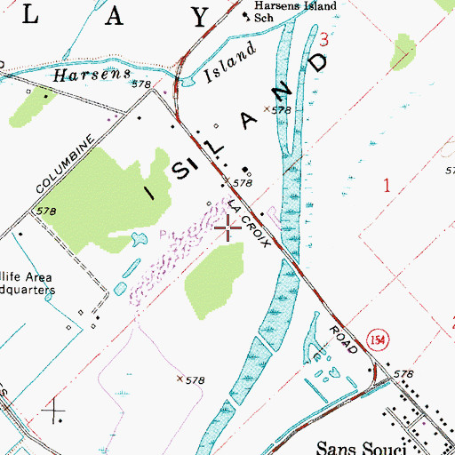 Topographic Map of Harsens Island Airport, MI