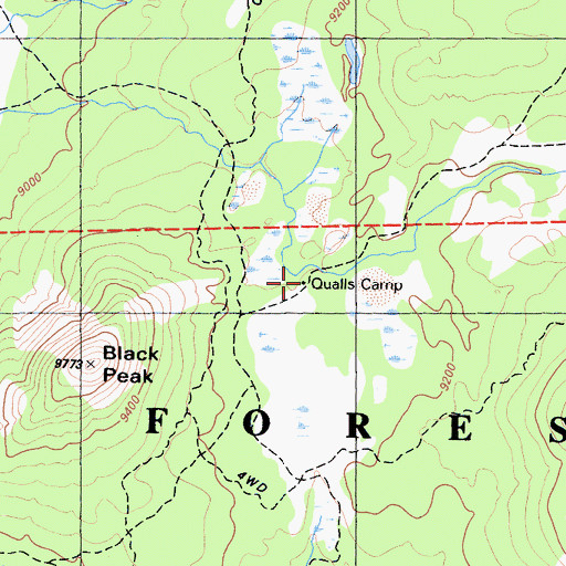 Topographic Map of Qualls Camp, CA