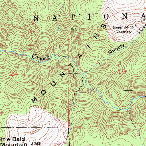 Topographic Map of Quartz Canyon, CA