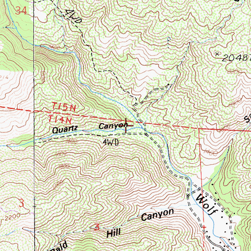Topographic Map of Quartz Canyon, CA