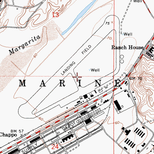 Topographic Map of Camp Pendleton Marine Corps Air Station (Munn Field), CA