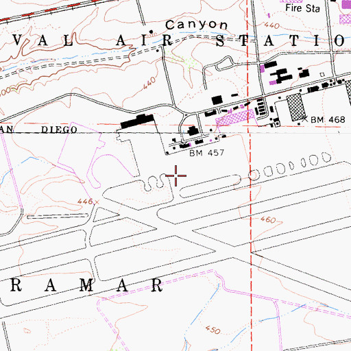 Topographic Map of Miramar Marine Corps Air Station, CA