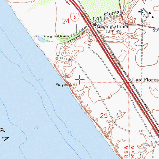 Topographic Map of Marine Corps Outlying Field Camp Pendleton (Red Beach), CA