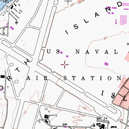 Topographic Map of North Island Naval Air Station /Halsey Field, CA