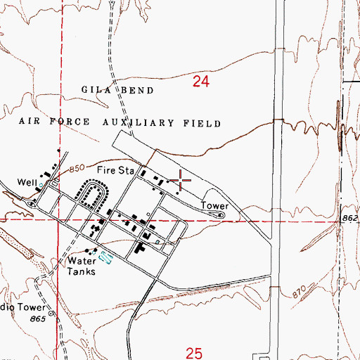 Topographic Map of Gila Bend Air Force Auxiliary Airport, AZ