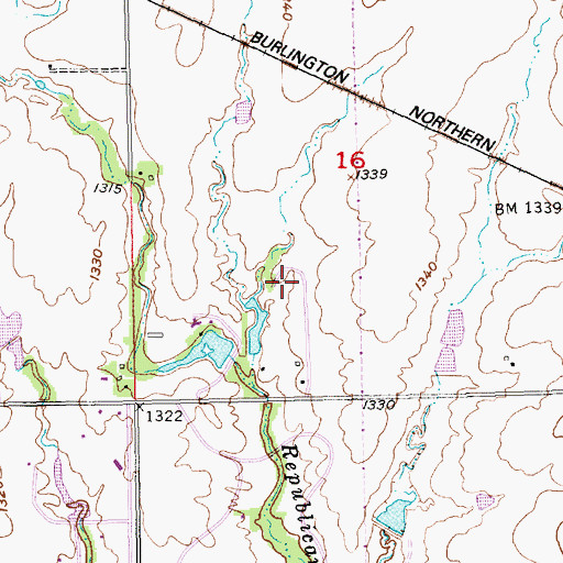 Topographic Map of Daniel's Landing, KS